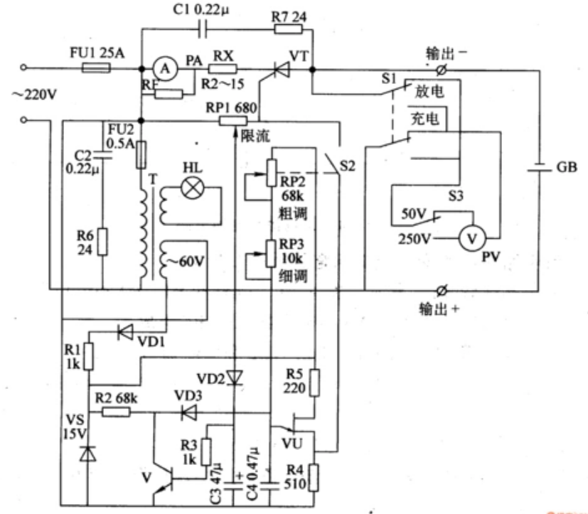 71.4v锂电池充电器电路图及原理
