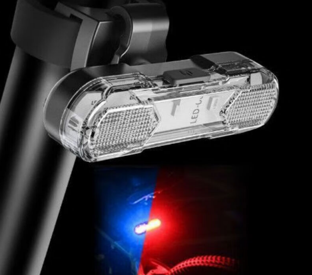 自行车尾灯红蓝交替闪烁